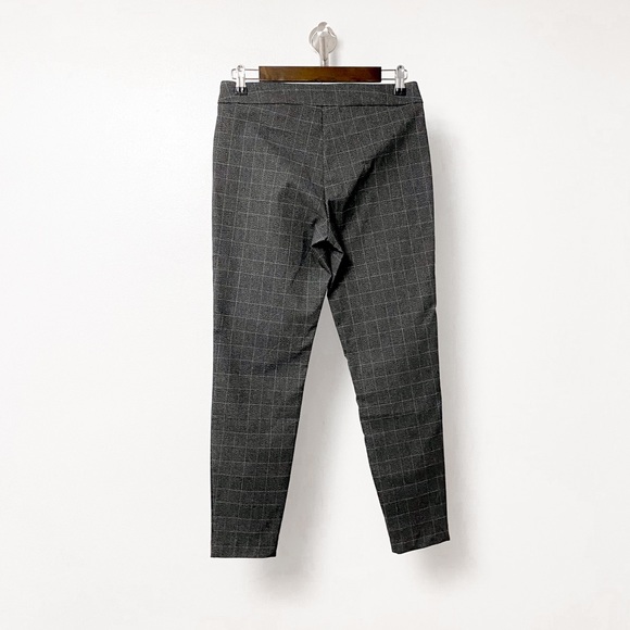 Nanette Lepore Plaid Pull On Stretch Tapered Fall Preppy Chic Trouser Pants Gray - Picture 2 of 9